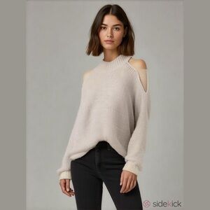 Mock Neck Open Shoulder Sweater